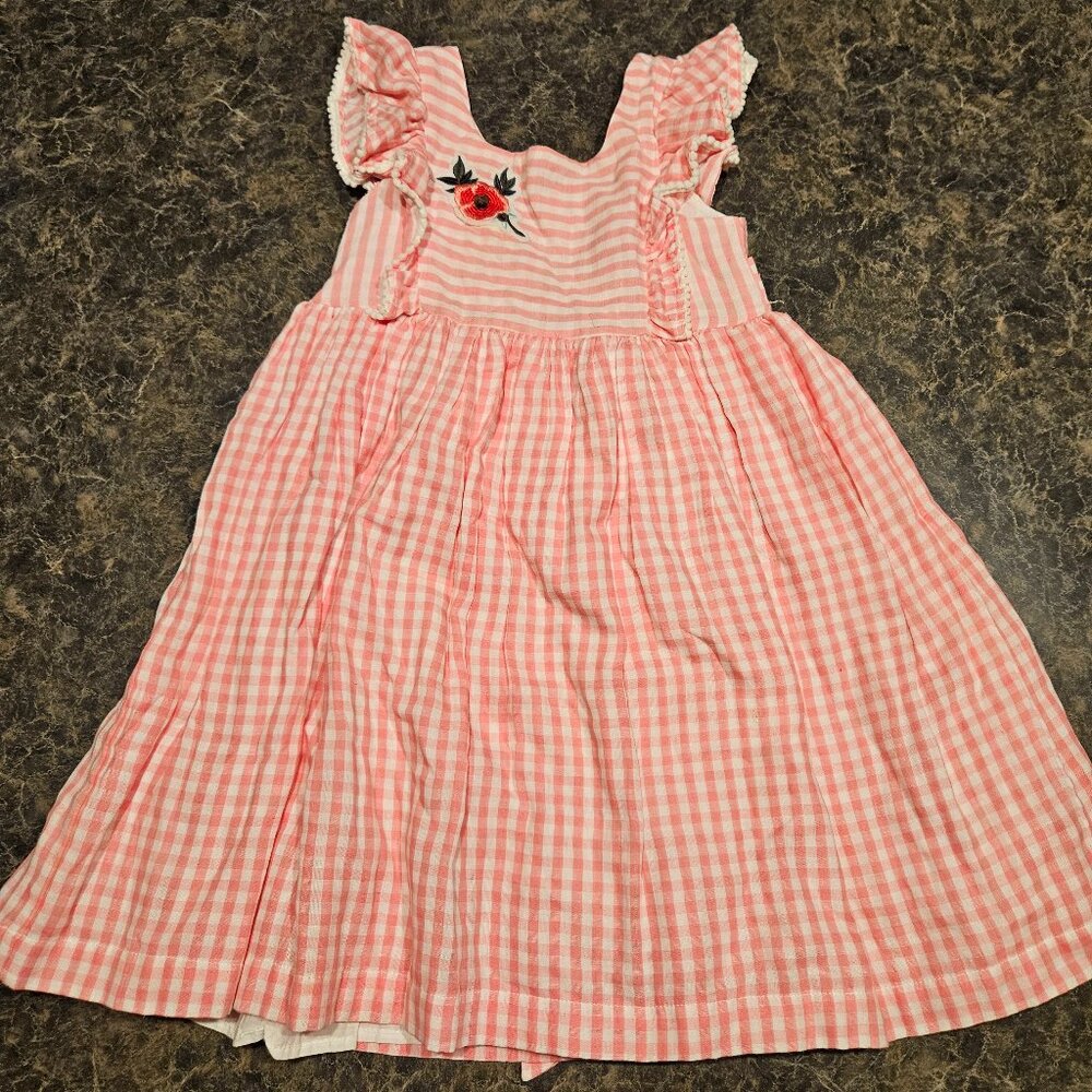 Girls' Laura Ashley pink and white gingham spring/Easter dress